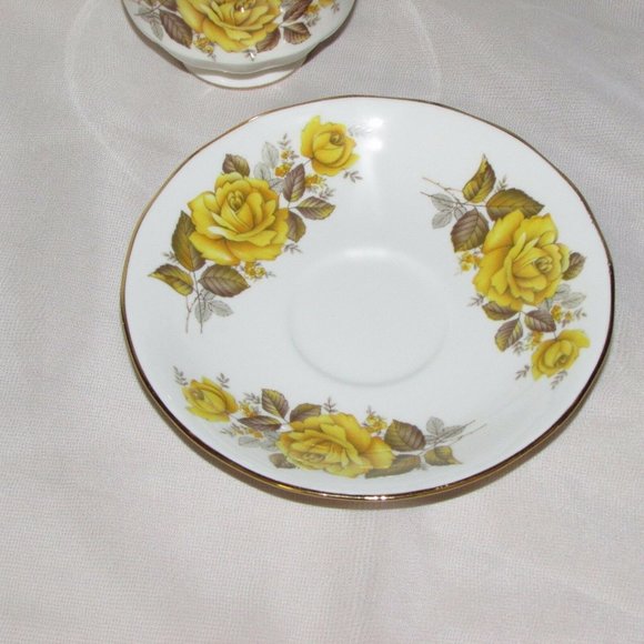 Queen Anne Bone China Cup & Saucer Yellow Roses 8616 Teacup Cottagecore - Picture 6 of 9
